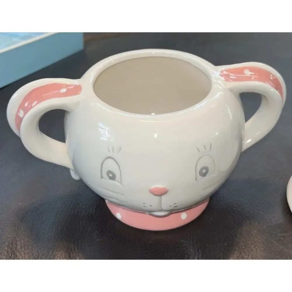 Johanna Parker Transpac Easter‎ Bunny Rabbit Mug Covered Cup Decor Pink White